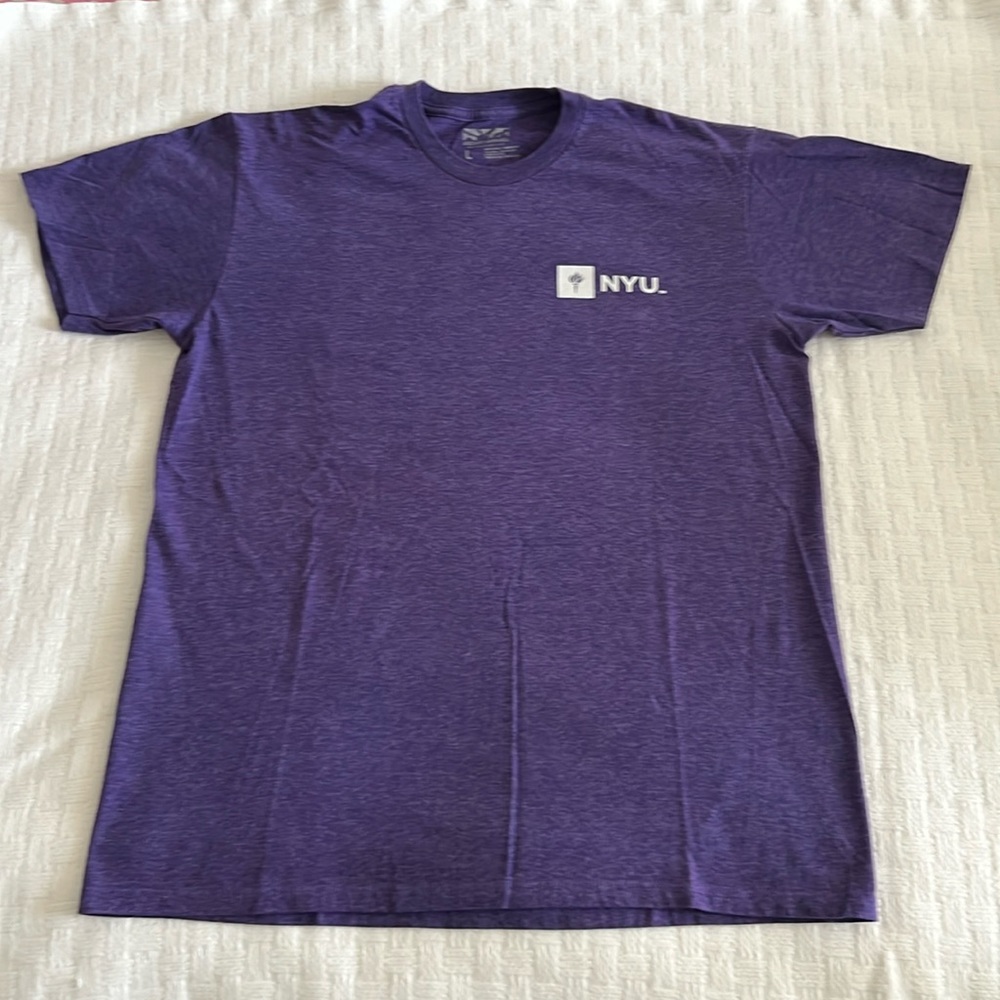 New York University Purple Silkscreened Short Sleeve Unisex Tee - size LARGE